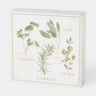 4 FRESH HERBS 6x6 Wood Box Sign