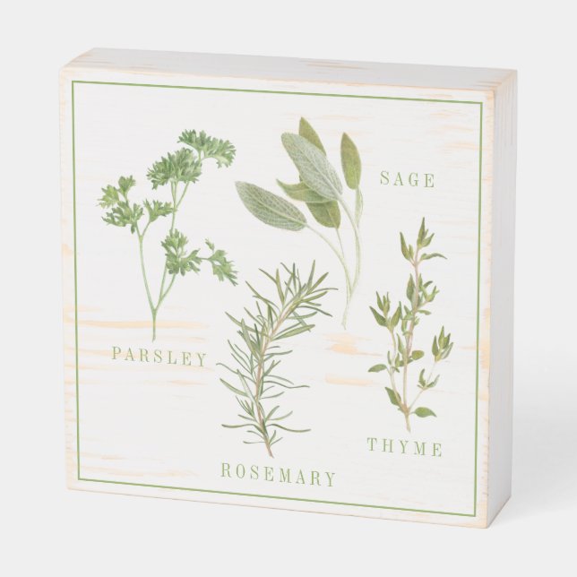 4 FRESH HERBS 6x6 Wood Box Sign (Angled Horizontal)