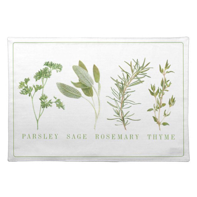 4 FRESH HERBS Cloth Placemat (Front)