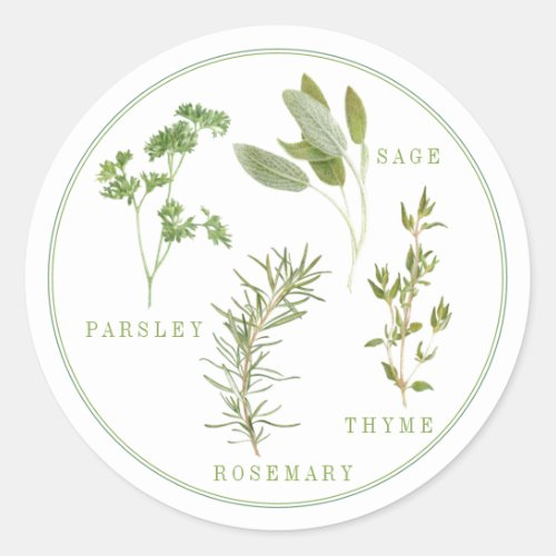 4 FRESH HERBS Large Round Stickers