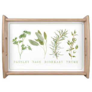 4 FRESH HERBS Large Serving Tray