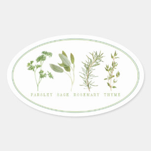 4 FRESH HERBS Oval Stickers