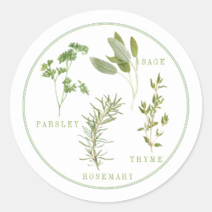 4 FRESH HERBS Small Round Stickers