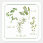 4 FRESH HERBS Small Square Stickers