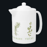 4 FRESH HERBS Teapot<br><div class="desc">Serve tea in style with this 4 FRESH HERBS porcelain teapot. Images of four herbs, with their names, wrap around the teapot. * Parsley, Sage, Rosemary and Thyme are beautiful and fragrant herbs, with many uses, both medicinal and culinary. These sprigs, plucked fresh from the garden, were drawn by hand...</div>