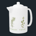 4 FRESH HERBS Teapot<br><div class="desc">Serve tea in style with this 4 FRESH HERBS porcelain teapot. Images of four herbs, with their names, wrap around the teapot. * Parsley, Sage, Rosemary and Thyme are beautiful and fragrant herbs, with many uses, both medicinal and culinary. These sprigs, plucked fresh from the garden, were drawn by hand...</div>