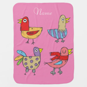 4 Funny Birds Thunder_Cove Baby Blanket