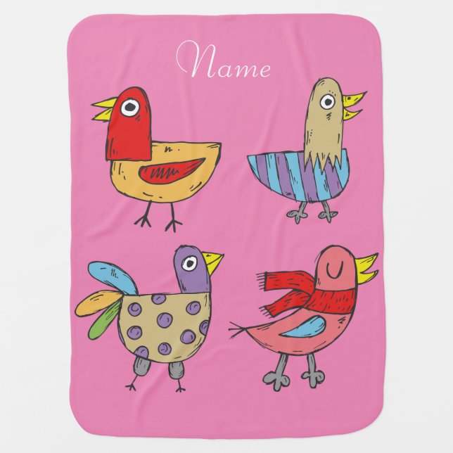 4 Funny Birds Thunder_Cove Baby Blanket (Front)
