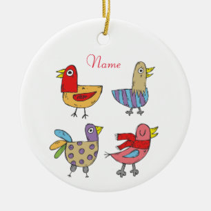 4 Funny Birds Thunder_Cove Ceramic Ornament