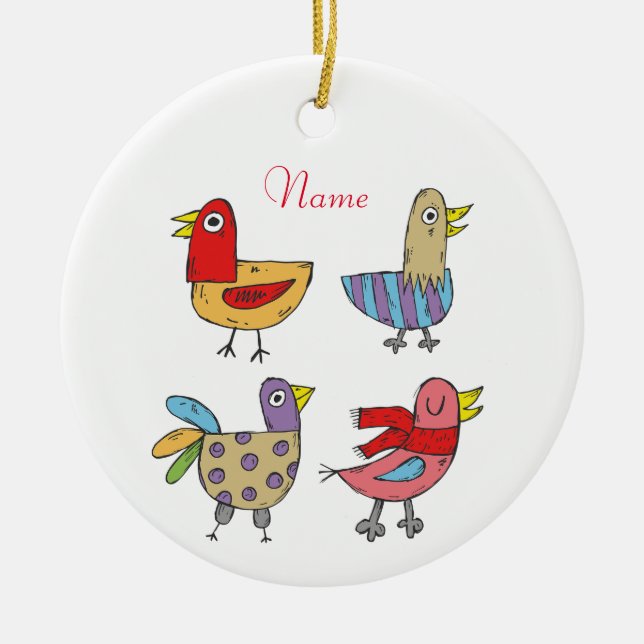 4 Funny Birds Thunder_Cove  Ceramic Ornament (Front)