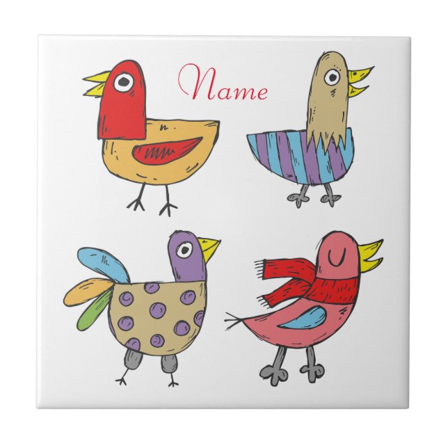 4 Funny Birds Thunder_Cove  Ceramic Tile (Front)