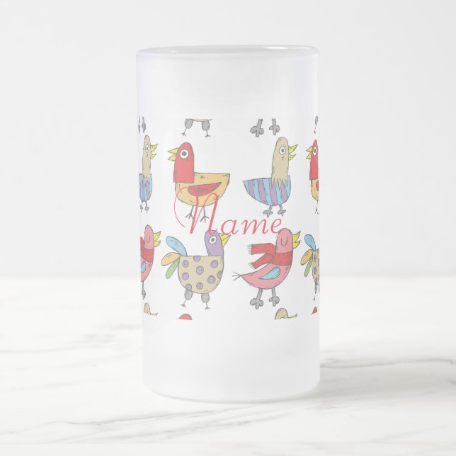 4 Funny Birds Thunder_Cove Frosted Glass Beer Mug (Center)