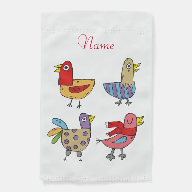 4 Funny Birds Thunder_Cove Garden Flag (Front)
