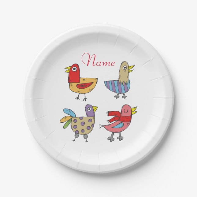 4 Funny Birds Thunder_Cove Paper Plates (Front)