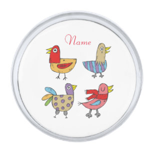 4 Funny Birds Thunder_Cove Silver Finish Lapel Pin