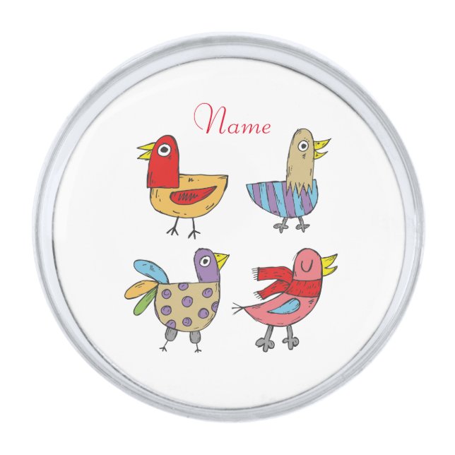 4 Funny Birds Thunder_Cove Silver Finish Lapel Pin (Front)