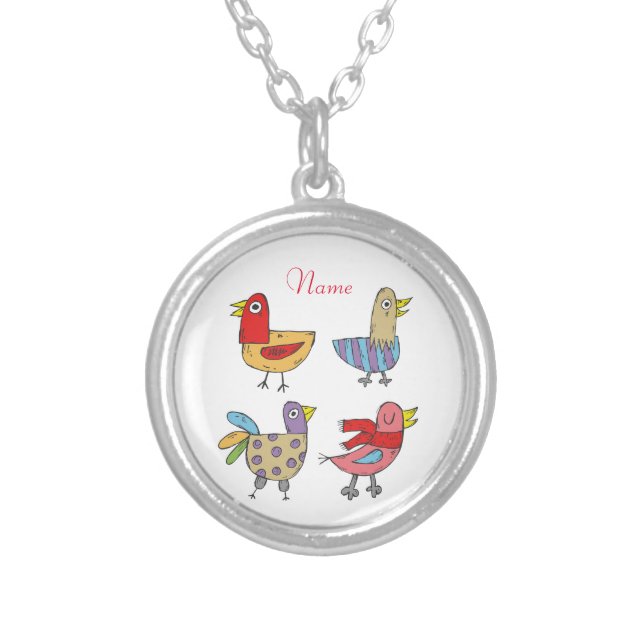 4 Funny Birds Thunder_Cove  Silver Plated Necklace (Front)