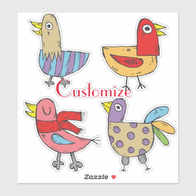 4 Funny Birds Thunder_Cove  Sticker (Sheet)