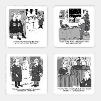 4 Funny Christmas Legal Themed Cartoons. Coaster Set