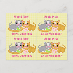 4 Funny Cute Cat Couple Valentines Cards