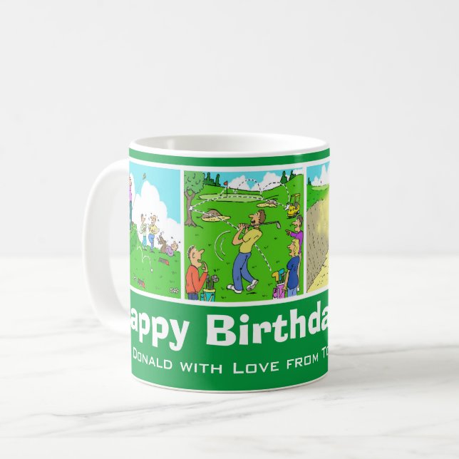 4 Funny Golf & Golfing Cartoons to Personalize. Coffee Mug (Front Left)