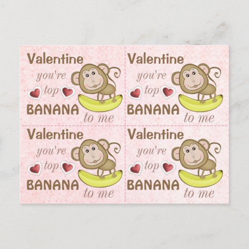 4 Funny Monkey Top Banana Valentines Cards