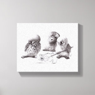 4 Funny Owls, 1 called Pablo print