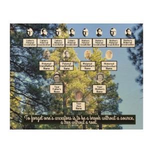 4 Generation Family Tree Pine Forest Wood Art