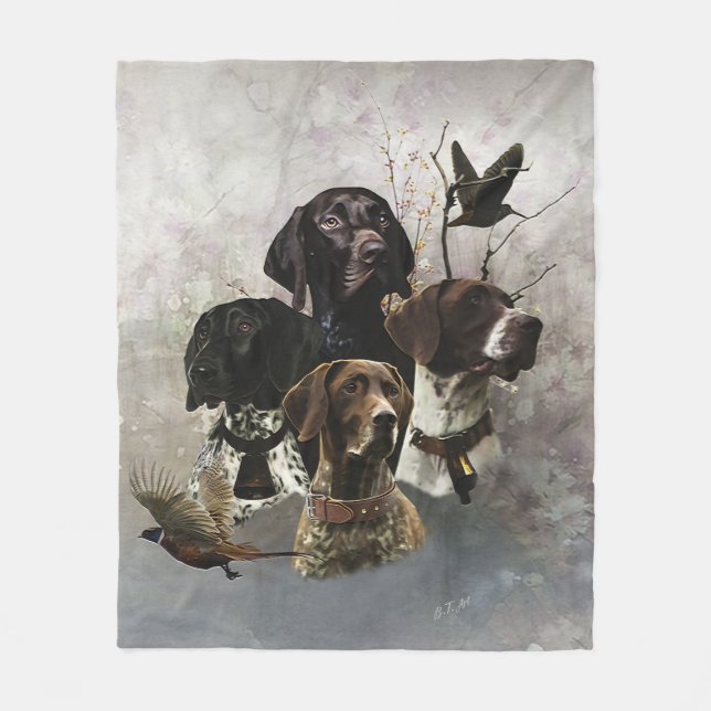 4 German Shorthaired Pointer Colors  Fleece Blanket (Front)