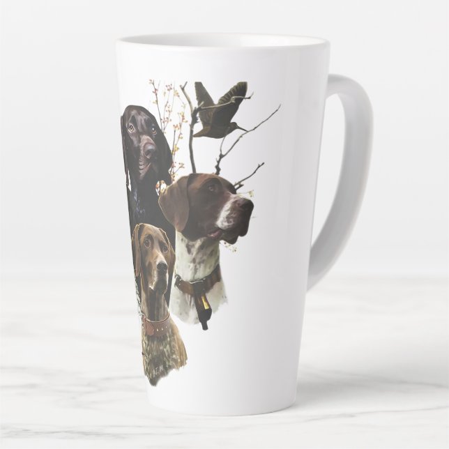 4 German Shorthaired Pointer Colors  Latte Mug (Right Angle)
