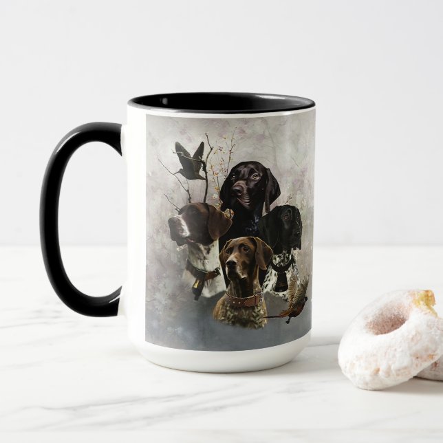 4 German Shorthaired Pointer Colors  Mug (With Donut)