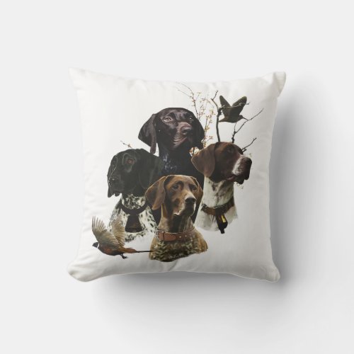 4 German Shorthaired Pointer Colors  Throw Pillow