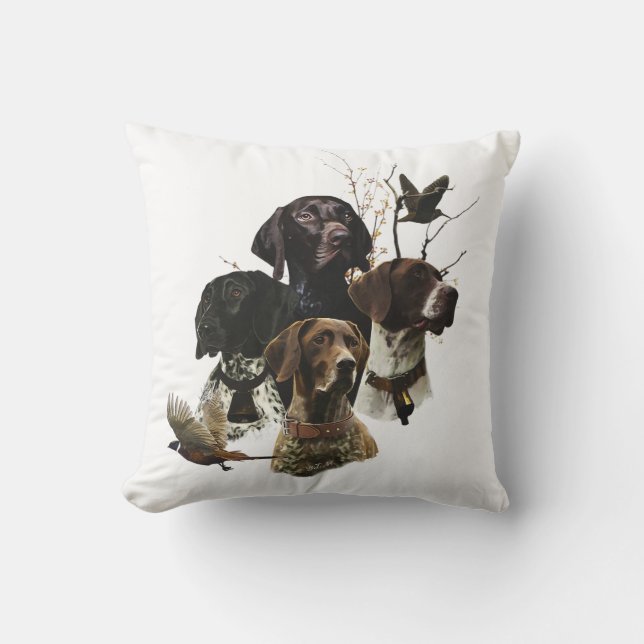 4 German Shorthaired Pointer Colors  Throw Pillow (Front)