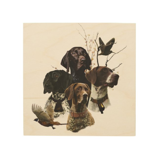 4 German Shorthaired Pointer Colors  Wood Wall Art (Front)