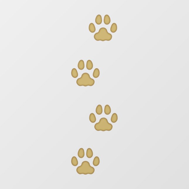 4 Golden Large Cat Paw Prints Animal Tracks Floor Decals (Front)