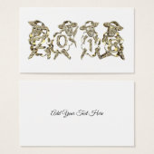 4 Golden Sheep Happy New Year 2018 Gold Sparkles (Front & Back)