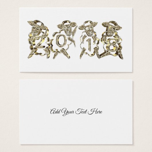 4 Golden Sheep Happy New Year 2018 Gold Sparkles (Front & Back)