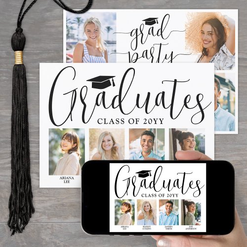 4 Graduates Joint Graduation Party Photo Collage Invitation