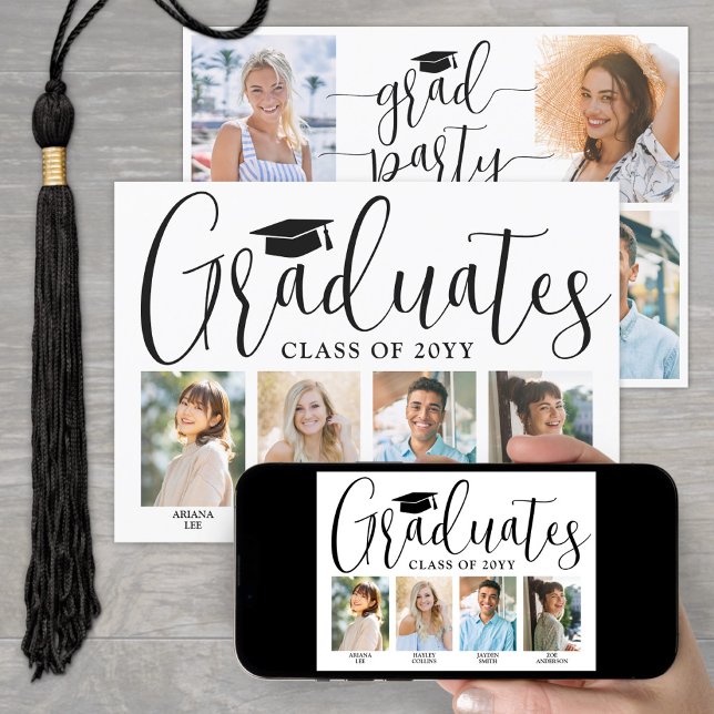 4 Graduates Joint Graduation Party Photo Collage Invitation (Creator Uploaded)