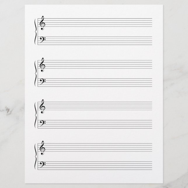 4 Grand Staffs Staves Music Manuscript Paper (Front)