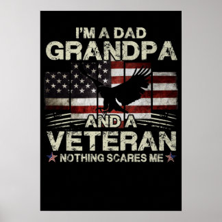 4 Grandpa And A Veteran Shirt Vintage America Flag Poster