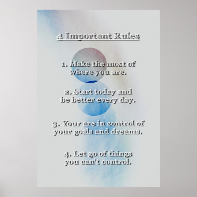 4 Important Rules for Success and Happy Life Poster (Front)