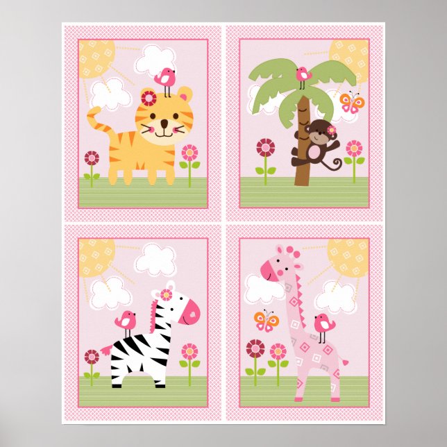 4 in 1 Sunny Safari 8x10 inch Nursery Art/Poster Poster (Front)