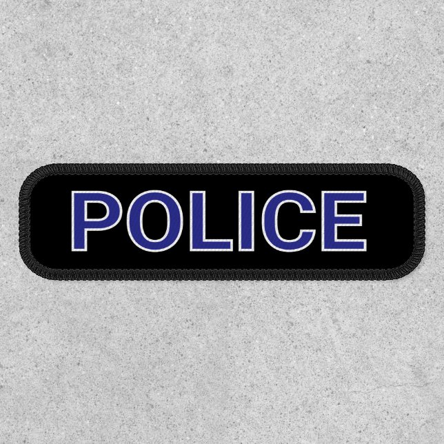 4 inch Blue & White Lettered POLICE Patch (Front)