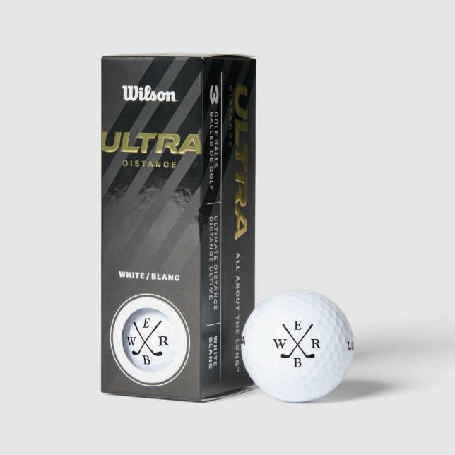 4 Initials | Personalized Black Monogram  Golf Balls (Packaging)
