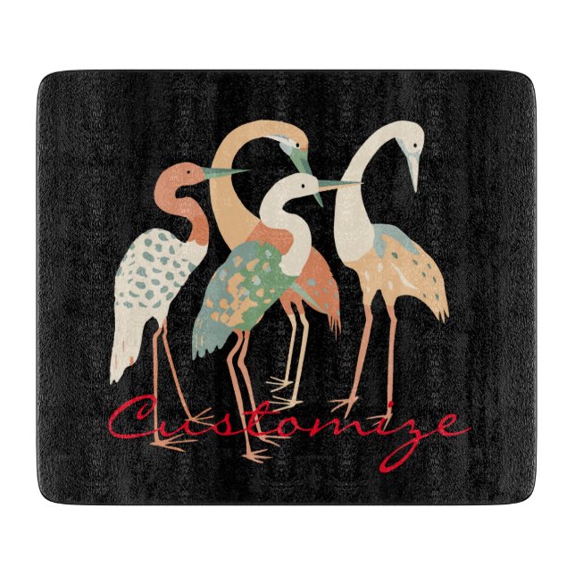 4 Japanese Cranes Thunder_Cove Cutting Board (Front)