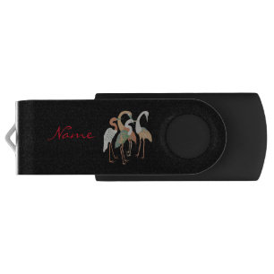 4 Japanese Cranes Thunder_Cove Flash Drive