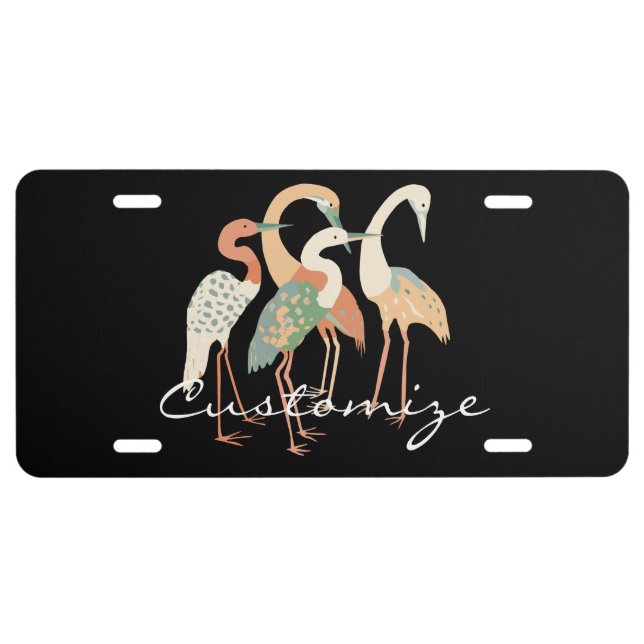4 Japanese Cranes Thunder_Cove License Plate (Front)