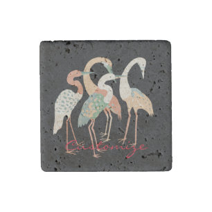 4 Japanese Cranes Thunder_Cove Stone Magnet