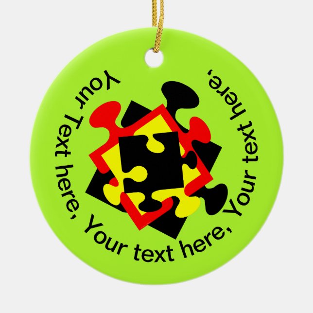 4 Jigsaw Pieces Ceramic Ornament (Front)